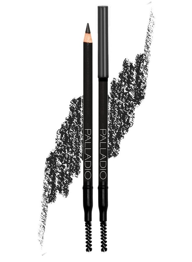 Palladio Brow Pencil & Brush for Eyebrows, Black - Image 1