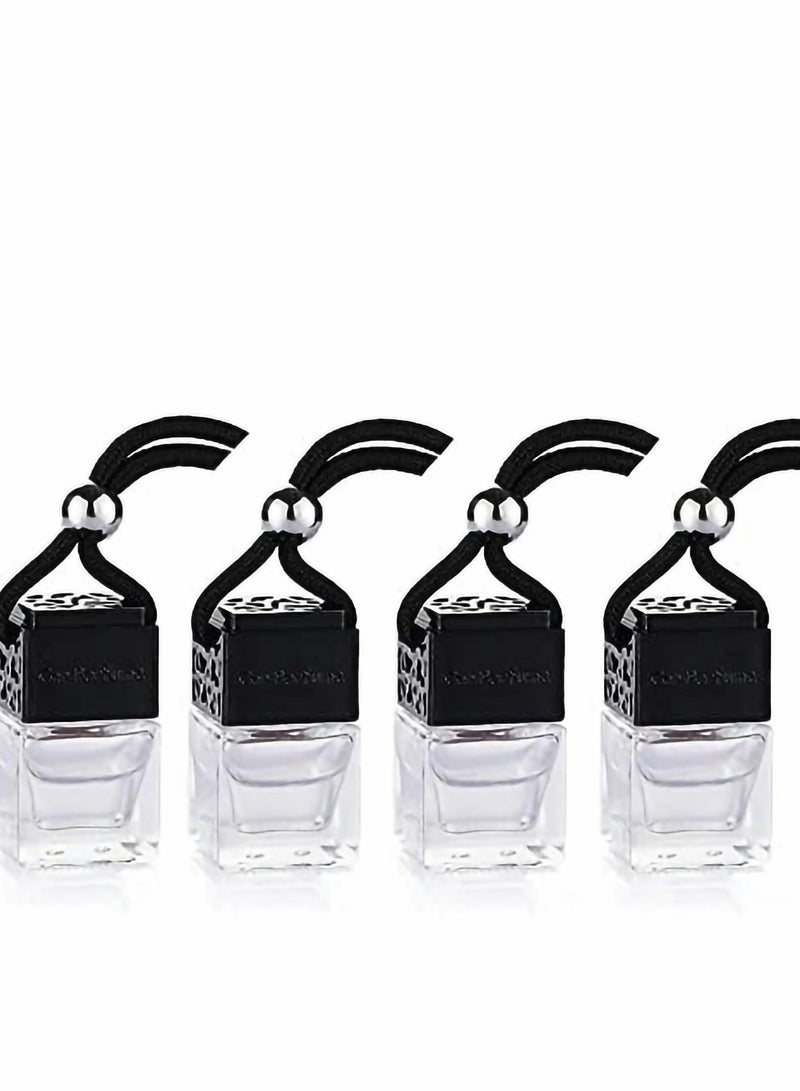 Y&D 4Pcs Car Hanging Type Perfume Empty Glass Bottle Essential Oil Diffuser Air Freshener Gadget Mini Jewelry Pendant 10 ml Black - Image 1