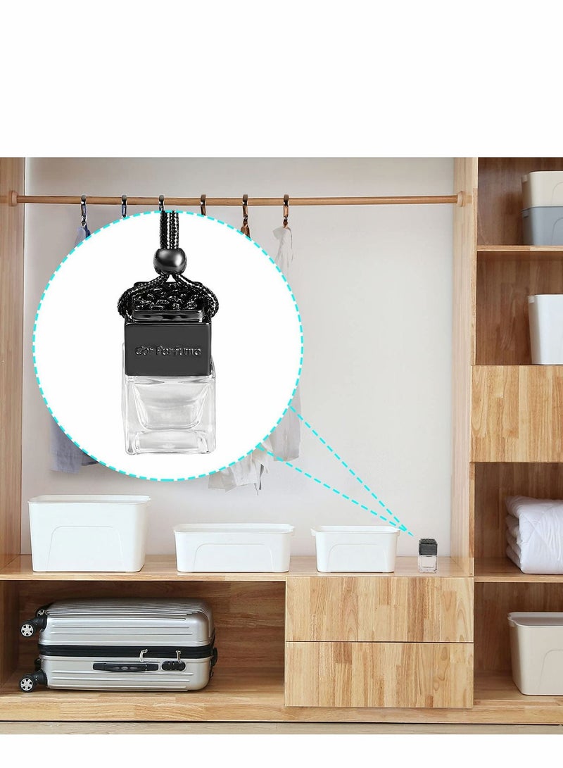 Y&D 4Pcs Car Hanging Type Perfume Empty Glass Bottle Essential Oil Diffuser Air Freshener Gadget Mini Jewelry Pendant 10 ml Black - Image 3