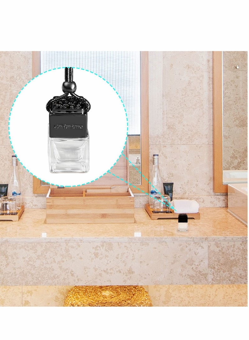 Y&D 4Pcs Car Hanging Type Perfume Empty Glass Bottle Essential Oil Diffuser Air Freshener Gadget Mini Jewelry Pendant 10 ml Black - Image 5