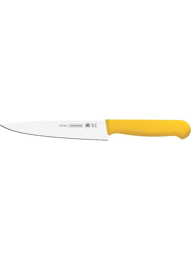 TRAMONTINA Tramontina Professional 10 Inches Meat Knife with Stainless Steel Blade and Yellow Polypropylene Handle with Antimicrobial Protection - Image 1
