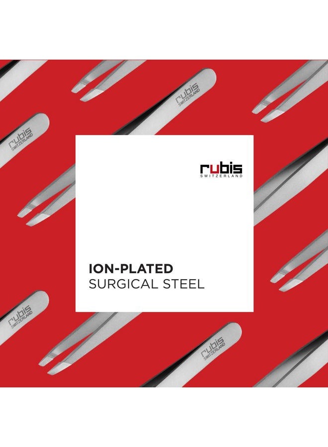 Rubis Ion-Coated Classic Stainless Steel Slanted Tweezers for Precise Eyebrows and Hair Removal, 4K102,Rubis Switzerland Swiss Made World Renowned Precision - Image 3