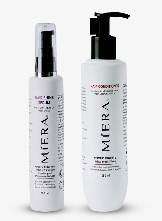 MIERA Shiny Hair Combo | Hair Conditioner & Shine Serum | For Frizz-Free, Silky, and Radiant Hair - Image 1