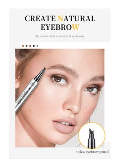 QIC Eyebrow Tattoo Pen Long Lasting 4 Tip Eyebrow Pen Smudgeproof Liquid Eyebrow Pencil Eye Makeup for Women and Girls No.04 Black  - Image 4