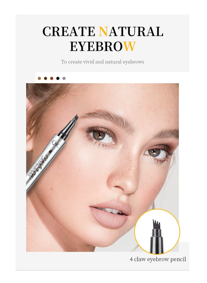 QIC - Eyebrow Tattoo Pen Long Lasting 4 Tip Eyebrow Pen Smudgeproof Liquid Eyebrow Pencil Eye Makeup for Women and Girls No.04 Black - Image 1