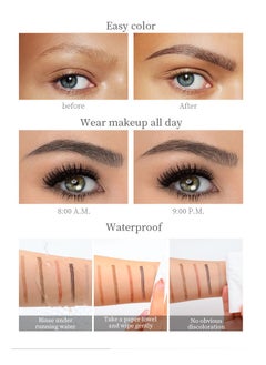 QIC Eyebrow Tattoo Pen Long Lasting 4 Tip Eyebrow Pen Smudgeproof Liquid Eyebrow Pencil Eye Makeup for Women and Girls No.04 Black  - Image 2