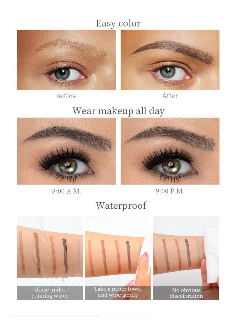QIC - Eyebrow Tattoo Pen Long Lasting 4 Tip Eyebrow Pen Smudgeproof Liquid Eyebrow Pencil Eye Makeup for Women and Girls No.04 Black - Image 1