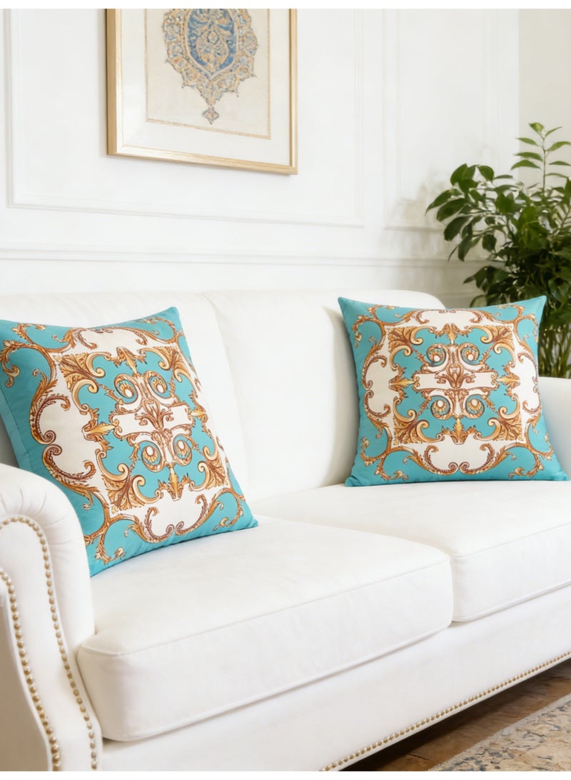 Luxury Velvet Cushion Covers Set of 2, 45x45 cm Throw Pillow Cover, Classic Retro Geometric Abstract Decorative Couch Pillow Case, For Living Room Sofa Car Couch Pillowcases（Double sided pattern） - Image 2