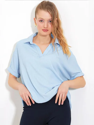 BIG DART BDART Textured Polo Neck Blouse