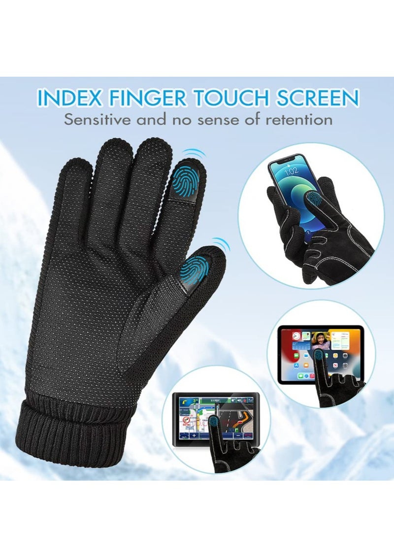 Excefore Winter Warm Gloves, Anti Slip Touchscreen Gloves Knit Elastic Cuff, Windproof Thermal Gloves, Cold Weather Water Resistant Cycling Outdoor Sports Gloves for Men Women - Image 5