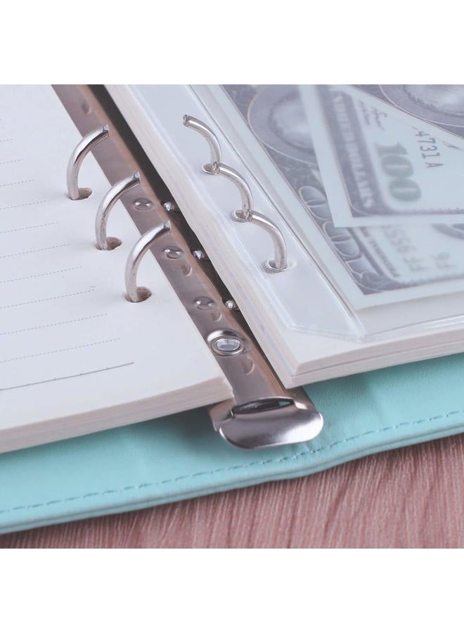 Antner A5 Notebook Binder 6 Ring Refillable Budget Planner Cover for Cash Organizer, PU Leather Loose Leaf Photocard Holder Aesthetic Binder with Magnetic Buckle for A5 Planner Inserts, Mint Blue - Image 4
