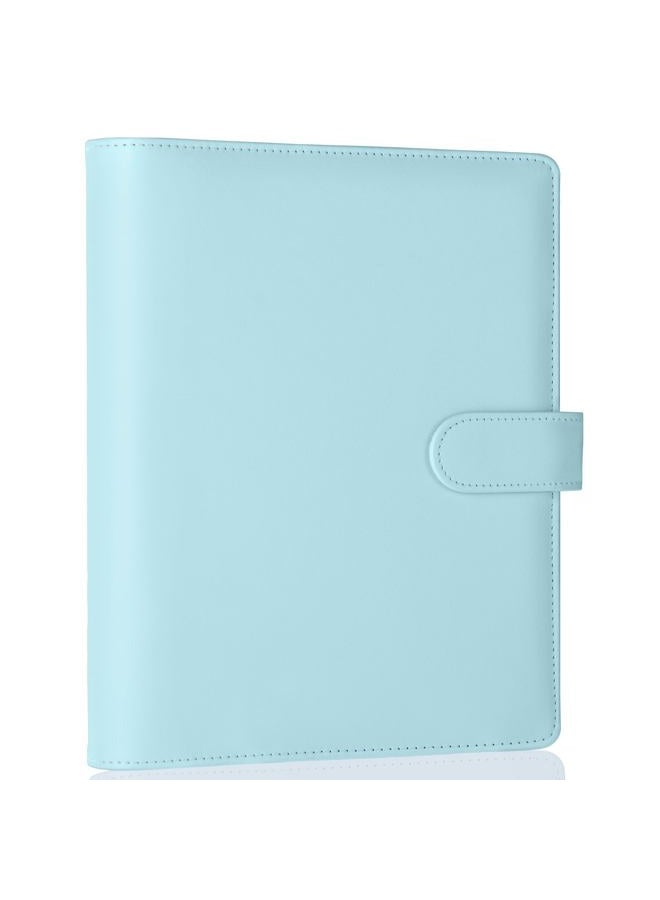 Antner A5 Notebook Binder 6 Ring Refillable Budget Planner Cover for Cash Organizer, PU Leather Loose Leaf Photocard Holder Aesthetic Binder with Magnetic Buckle for A5 Planner Inserts, Mint Blue - Image 1