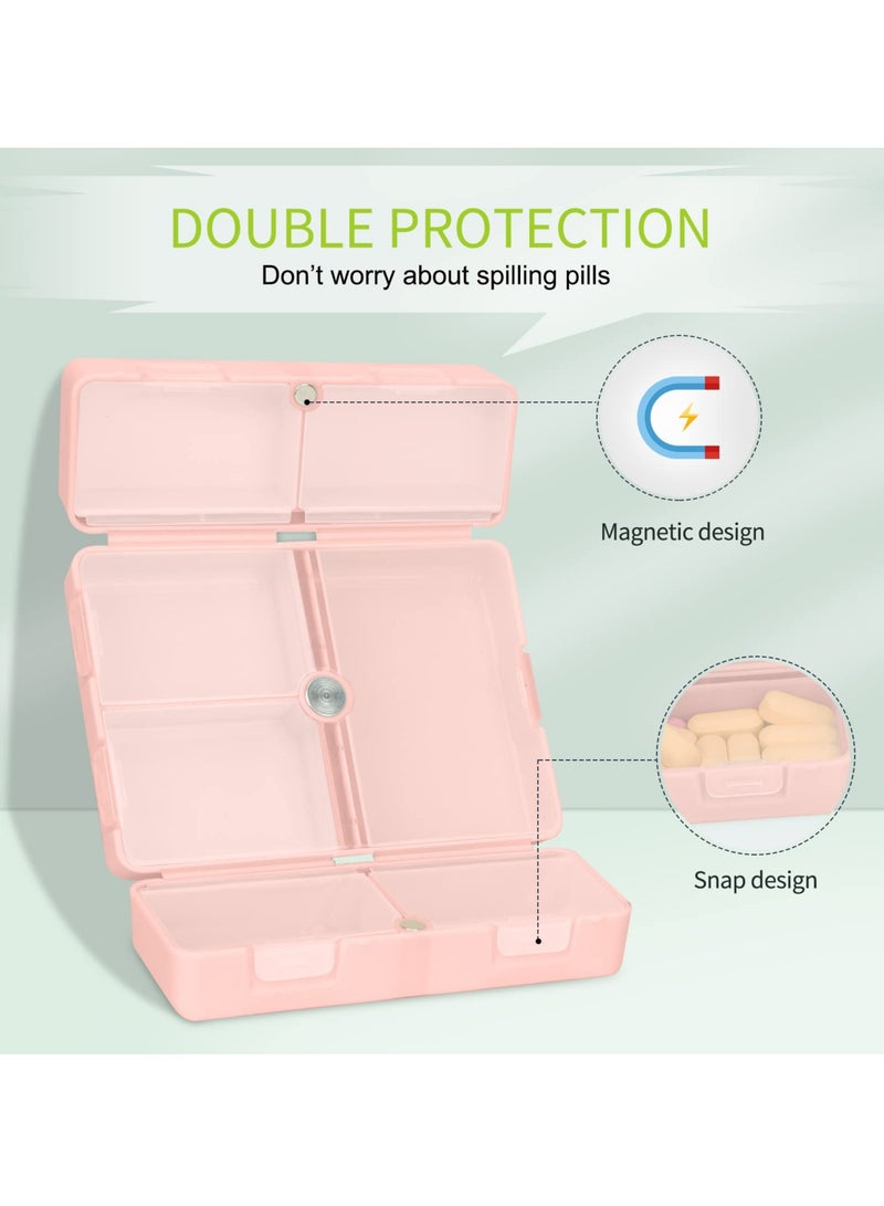 SYOSI 2 Pcs Pill Organizers, Portable Daily Pill Organizer Box 7 Compartments Travel Pill Case Pocket Pill Box for Vitamins, Cod Liver Oil, Supplements and Medication (Pink) - Image 4