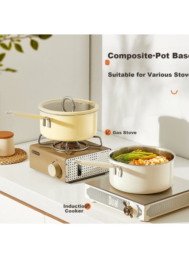 Kims Cook 18cm Yellow 316l Stainless Steel Non-coated Ceramic Baby Food Pot Milk Warmer Soup Pot - Image 3