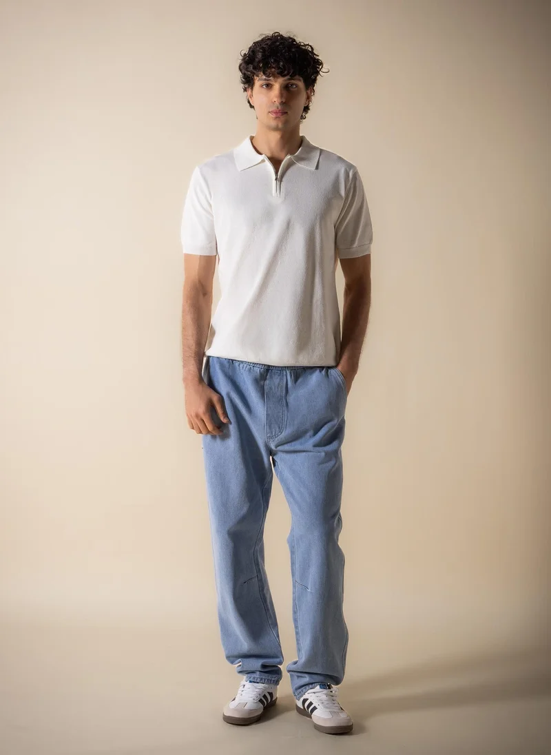 SHAPES KNITTED POLO SHIRT WITH ZIP