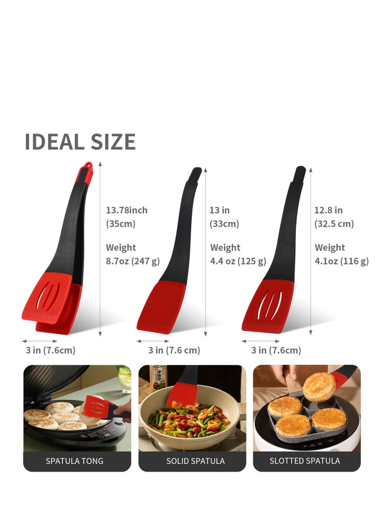 Excefore 3-in-1 Silicone Spatula Tongs - Heat Resistant, Detachable Flexible Flipping Clip ,Multipurpose BBQ Food Clamp Slotted Spatula And For Meat Fish Egg Pasta Steak - Image 2