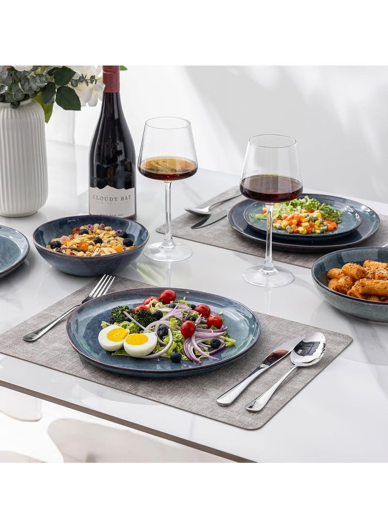 Y&D Kiln Ceramic Elliptical Plate Vegetable Plate Seafood Shallow Bowl Modern Porcelain Dinnerware for Kitchen Large Wide Bowls/Plates for Serving Dinner Salad etc Blue 8.2 Inch 20 CM  - Image 3