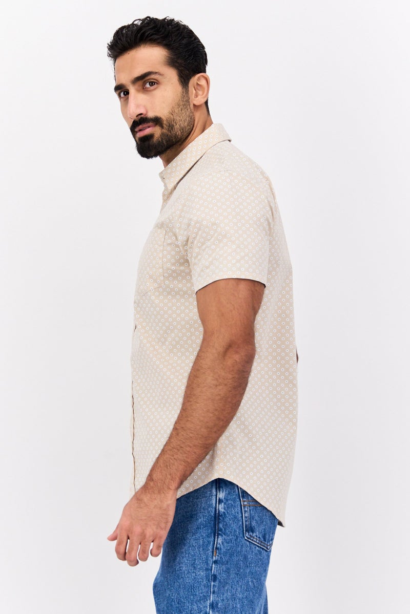 Company Eighty One Men Regular Fit Short Sleeves Floral Print Casual Shirt, Cream - Image 2