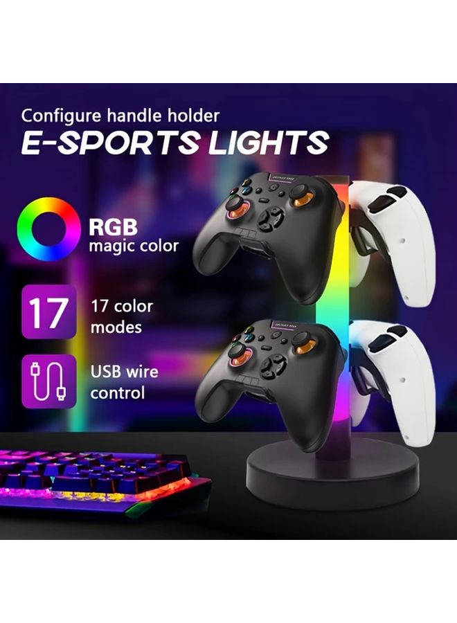 1 قطعة حامل سماعات الأذن الذكي USB مع أضواء ملونة و4 خطاطيف قابلة للفصل لحامل جهاز تحكم الألعاب - Image 4