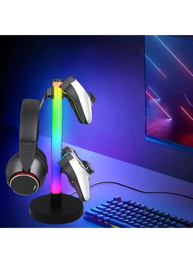 1 قطعة حامل سماعات الأذن الذكي USB مع أضواء ملونة و4 خطاطيف قابلة للفصل لحامل جهاز تحكم الألعاب - Image 2