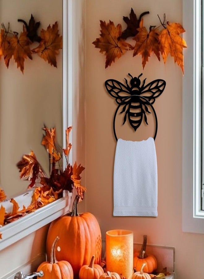 MAYJOYDIY Honey Bee Metal Towel Ring Antique Bumblebee Hand Towel Holder Round Cute Insects Towel Hangers Black Bathroom Towel Rack Wall Mounted for Kitchen Bath Home Laundry Room Decors Gifts - Image 5