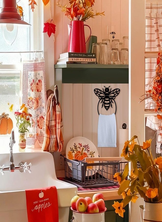 MAYJOYDIY Honey Bee Metal Towel Ring Antique Bumblebee Hand Towel Holder Round Cute Insects Towel Hangers Black Bathroom Towel Rack Wall Mounted for Kitchen Bath Home Laundry Room Decors Gifts - Image 2