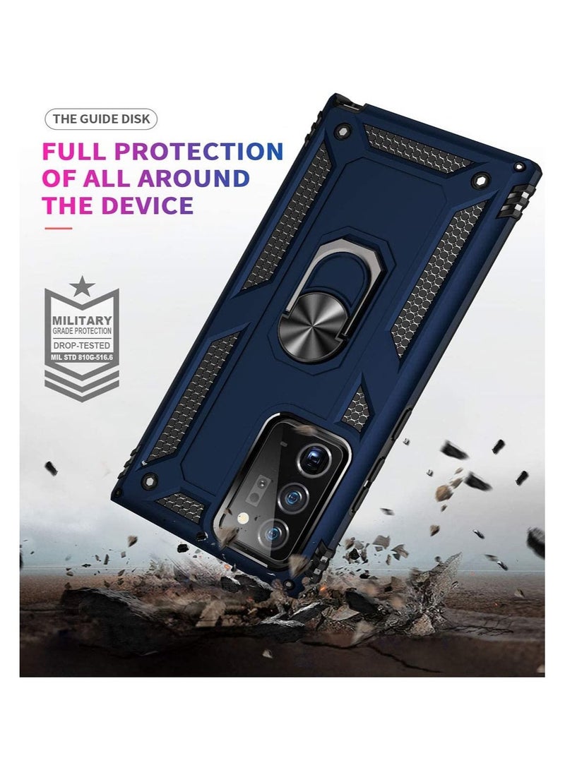 SYOSI Note 20 Ultra Case, Case for Samsung Note 20 Ultra, Military Grade Protective Cases Cover with Ring Car Mount Kickstand for Samsung Galaxy Note 20 Ultra, Car Ring Bracket Anti-fall Cover (Blue)  - Image 3
