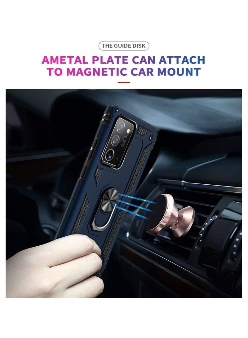 SYOSI Note 20 Ultra Case, Case for Samsung Note 20 Ultra, Military Grade Protective Cases Cover with Ring Car Mount Kickstand for Samsung Galaxy Note 20 Ultra, Car Ring Bracket Anti-fall Cover (Blue)  - Image 2