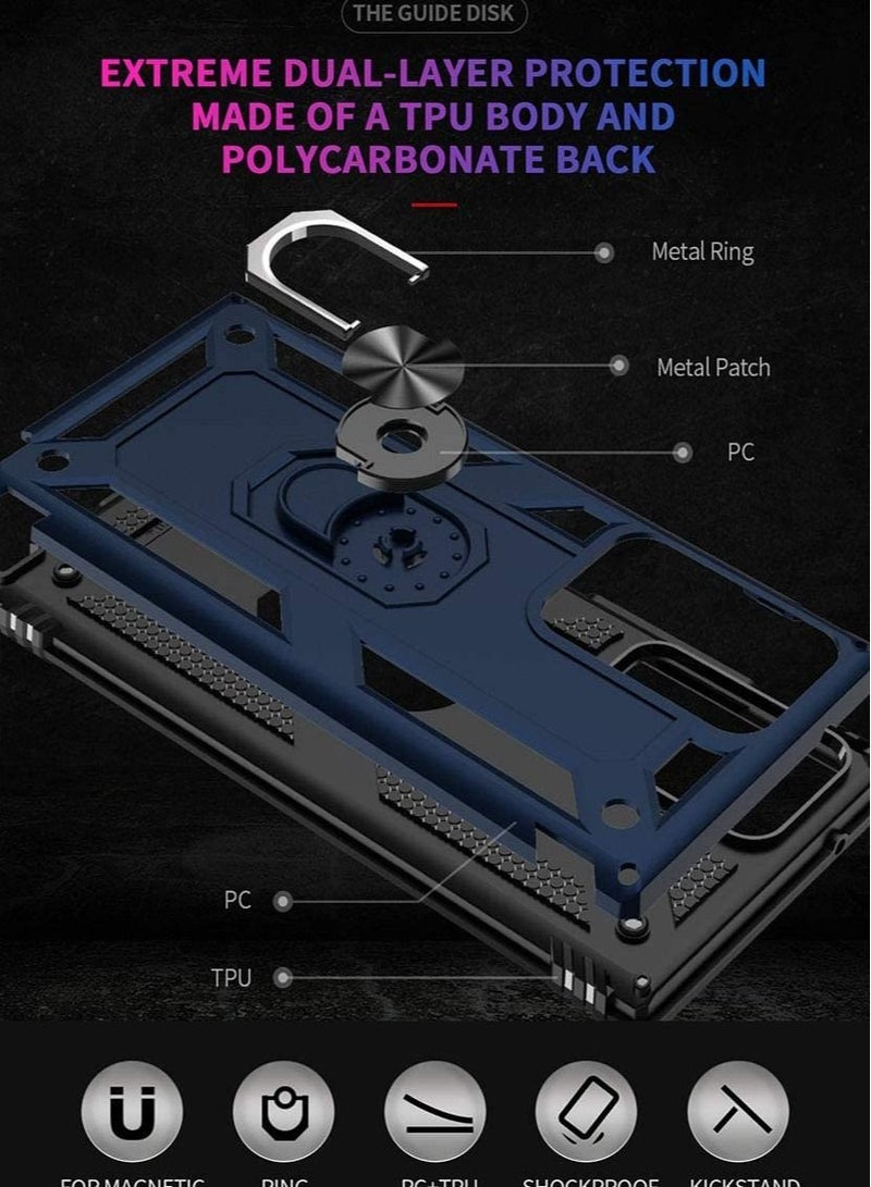 SYOSI Note 20 Ultra Case, Case for Samsung Note 20 Ultra, Military Grade Protective Cases Cover with Ring Car Mount Kickstand for Samsung Galaxy Note 20 Ultra, Car Ring Bracket Anti-fall Cover (Blue)  - Image 5