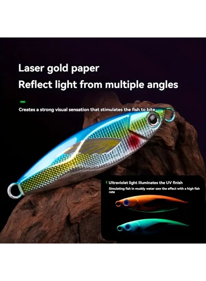 Pink 60g Asymmetrical Night Glow UV Deep Sea Fishing Lure Lead Bait For Long Casting - Image 2