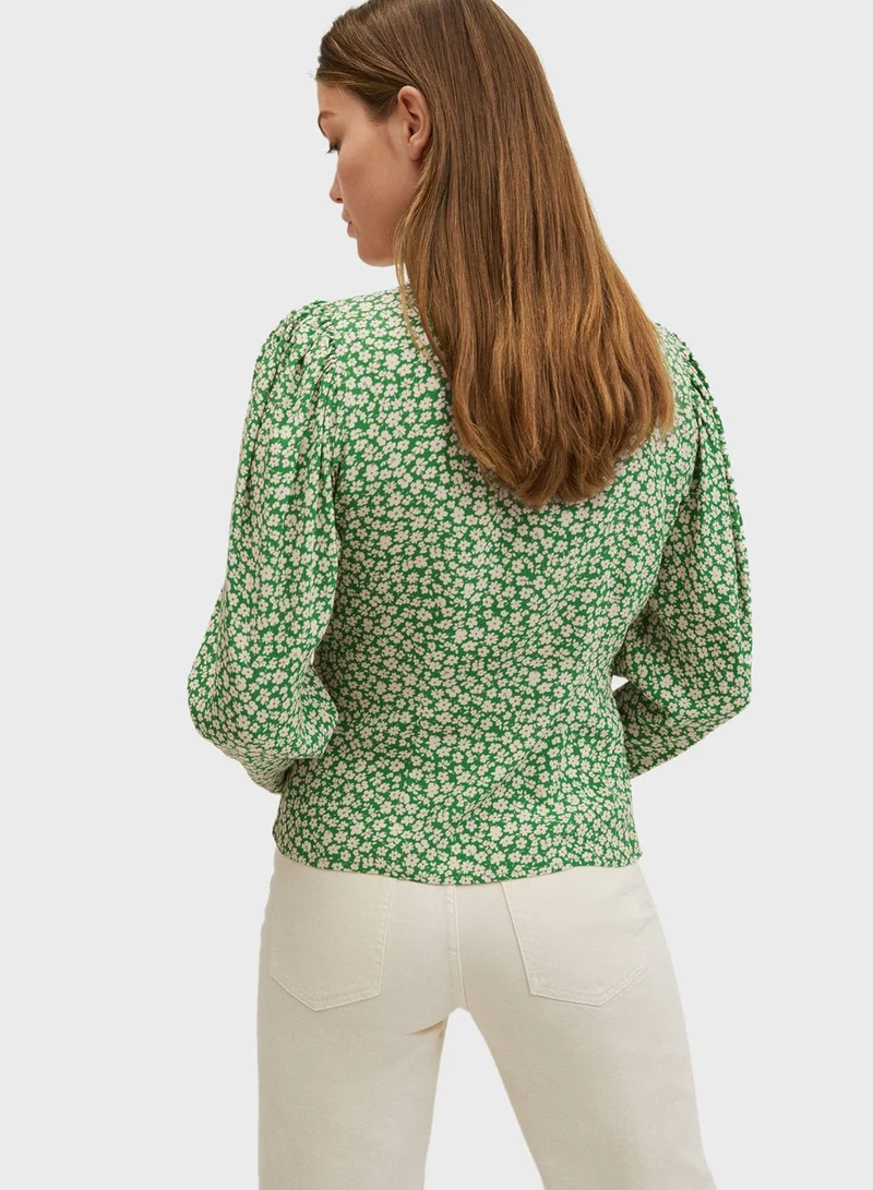 MANGO V-Neck Printed Top