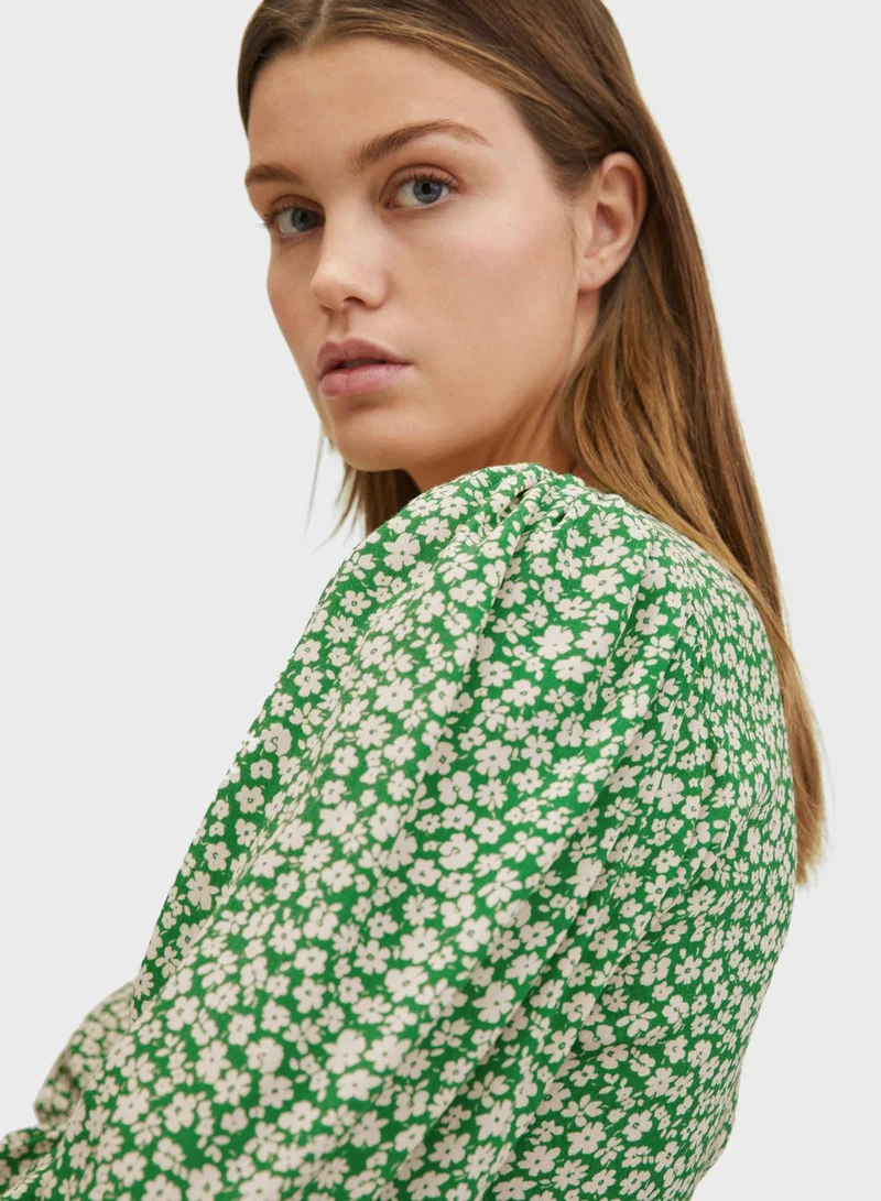 MANGO V-Neck Printed Top