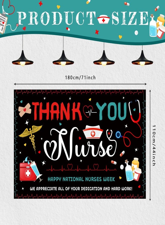 NUTTYBASH Thank You Nurses Week Banner, Nurses Appreciation Week Banner Party Decorations, Internation Nurses Week Banner Backdrop for Home Office Decor - Image 4