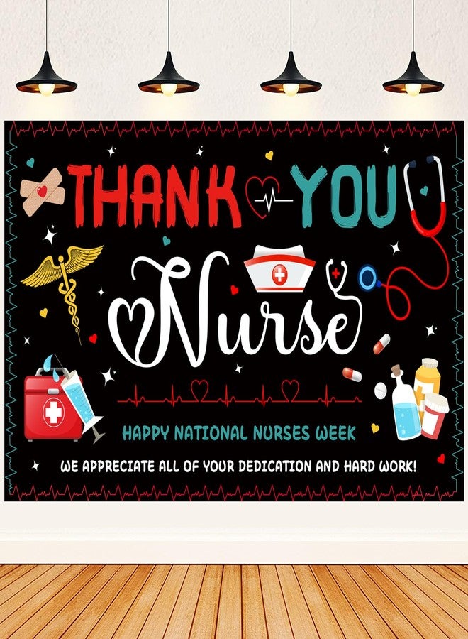 NUTTYBASH Thank You Nurses Week Banner, Nurses Appreciation Week Banner Party Decorations, Internation Nurses Week Banner Backdrop for Home Office Decor - Image 1
