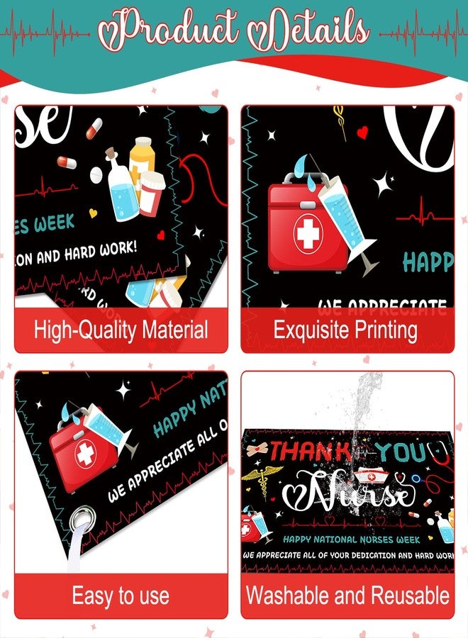 NUTTYBASH Thank You Nurses Week Banner, Nurses Appreciation Week Banner Party Decorations, Internation Nurses Week Banner Backdrop for Home Office Decor - Image 3