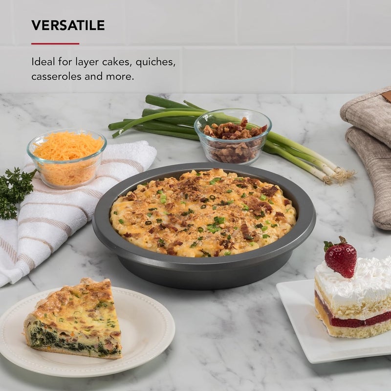 KitchenAid Nonstick Swiss Engineered Aluminized Steel Round Cake Pan, Dishwasher Safe, 9 Inch, Contour Silver - Image 4