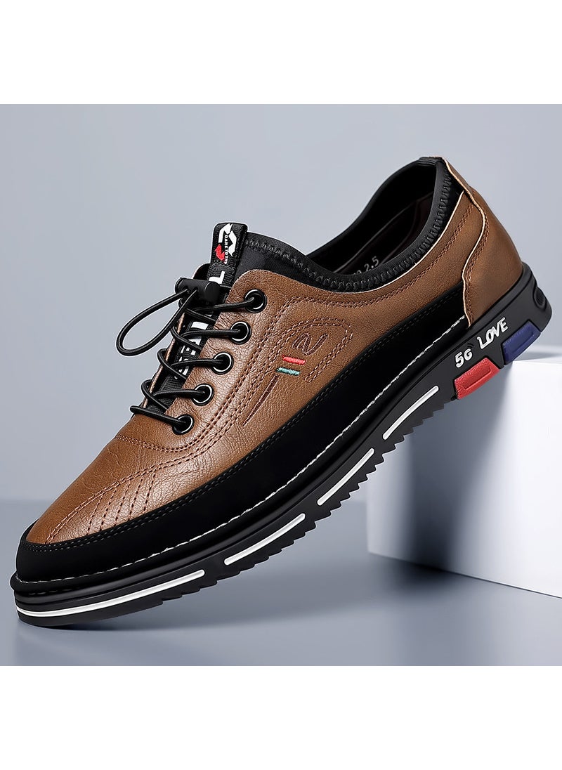 Generic New Autumn Casual Mens Shoes Breathable Business Casual Soft Leather Shoes With Soft Sole Mens Dress Shoes Rubber Outsole Brown 