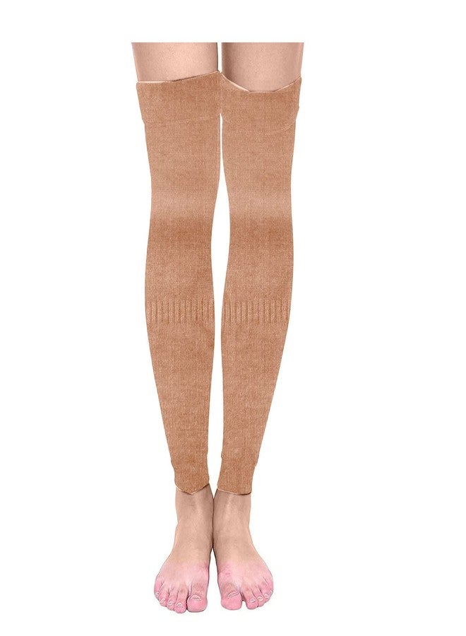 INFISPACE Unisex Woolen Thermal Warm Elastic Leg Knee Support Warm & Winter Protector Knee Cap (Beige, 1) - Image 2