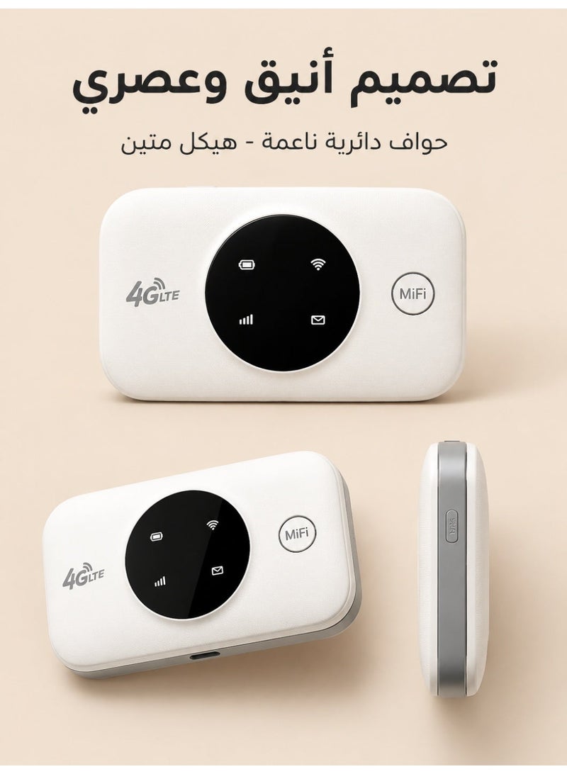 راوتر 4G LTE محمول مع شريحة SIM – نقطة اتصال Mifi مفتوحة، بطارية 3000mAh، عمل 8-10 ساعات، تصميم جيب، يدعم 32 جهازًا – مناسب للسفر والمكاتب والمنزل - Image 2