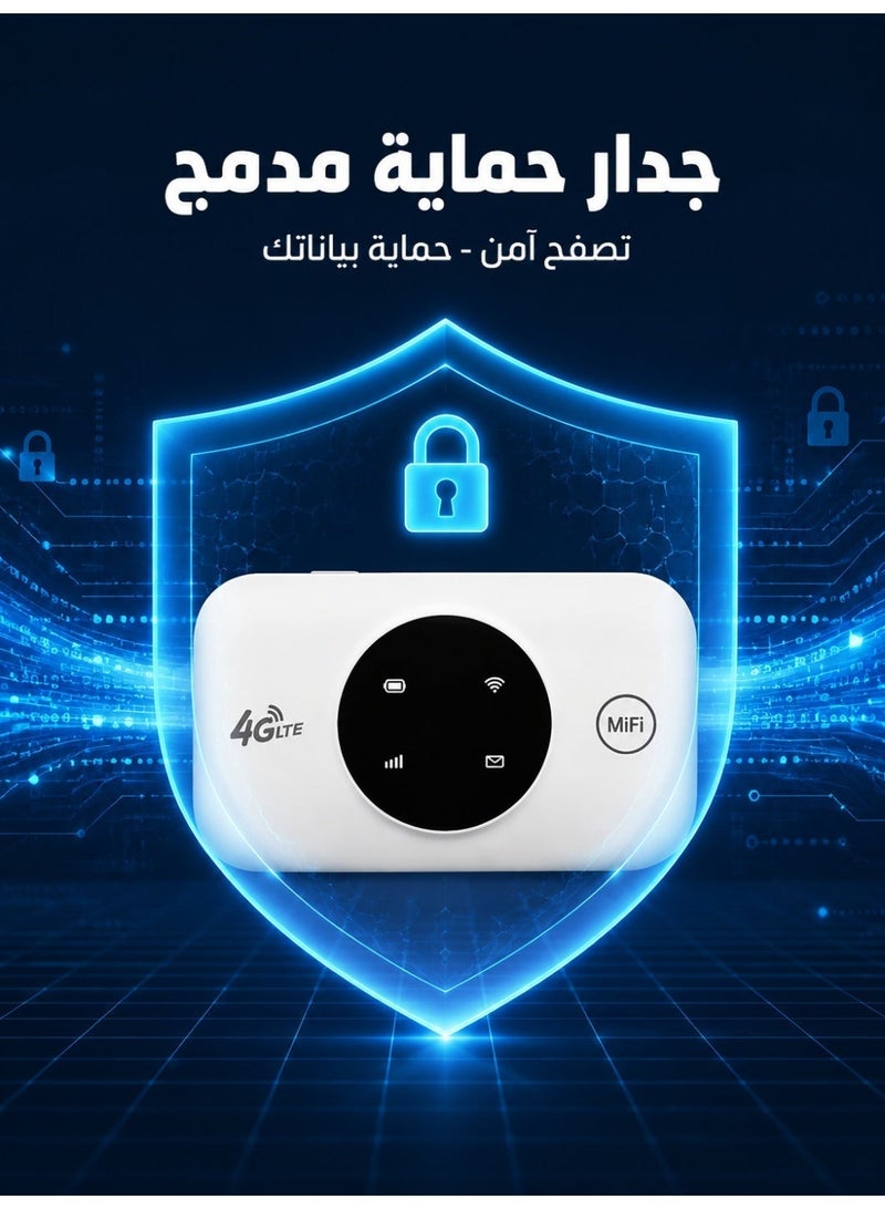 راوتر 4G LTE محمول مع شريحة SIM – نقطة اتصال Mifi مفتوحة، بطارية 3000mAh، عمل 8-10 ساعات، تصميم جيب، يدعم 32 جهازًا – مناسب للسفر والمكاتب والمنزل - Image 5