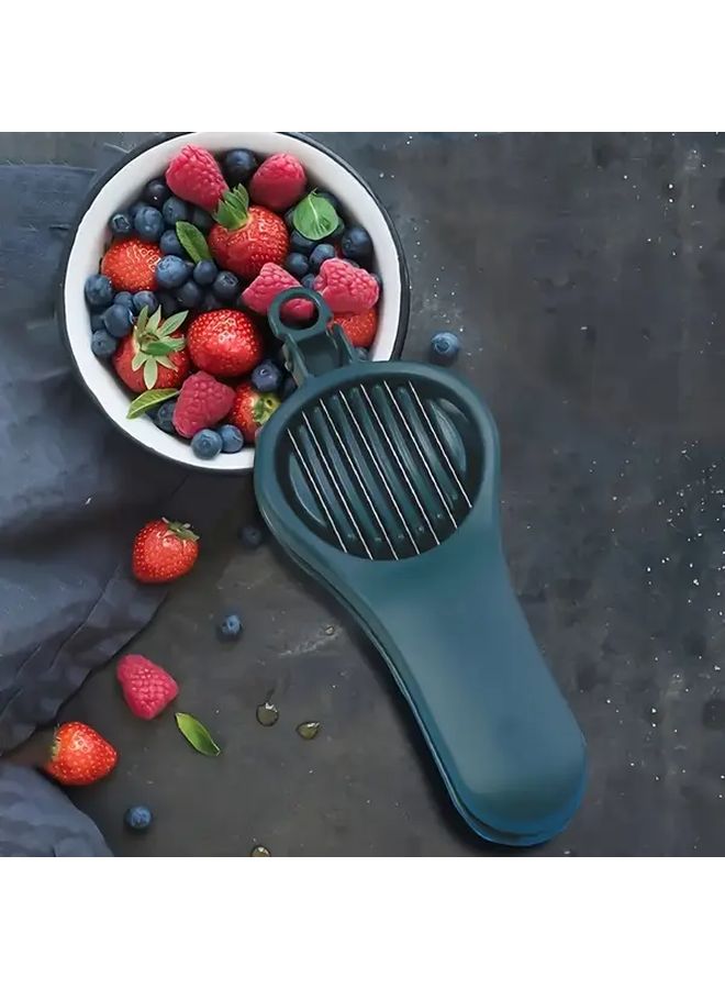 Pink 2 in 1 Stainless Steel Fruit Vegetable Slicer Cherry Olive Pitter Strawberry Cutter - Image 5