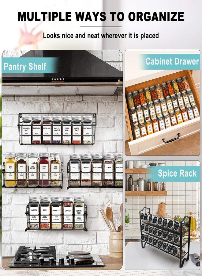 AISIPRIN 24 Pcs Glass Spice Jars with Labels, 4oz Small Empty Square Seasoning Containers Bottles - Shaker Lids, Funnel, Brush,469 Labels and Marker Included - Image 5