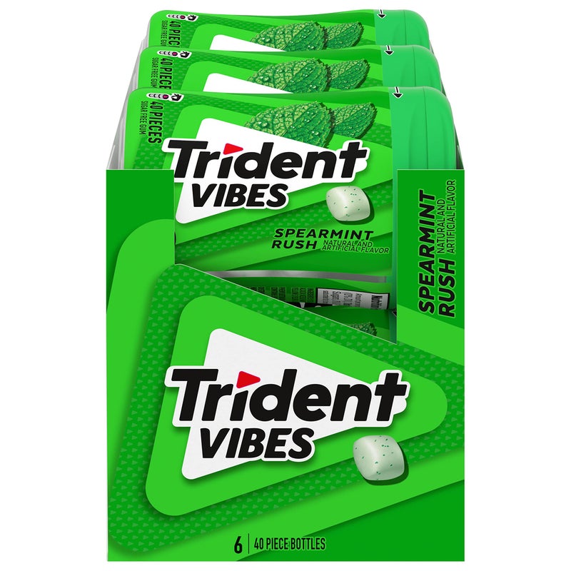 Trident Vibes Spearmint Rush SugarFree Chewing Gum 6 Bottles of 40 Pieces 240 Total Pieces - Image 3