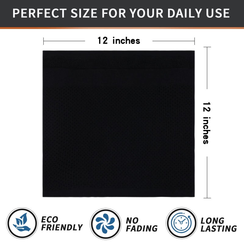 Homaxy 100% Cotton Dish Cloths  8 Pack - 12 x 12 Inches  Waffle Weave Super Soft and Absorbent Dish Towels Quick Drying Dishcloths  Black - Image 5