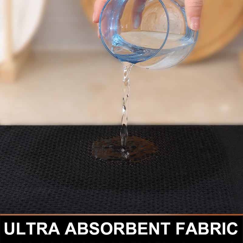 Homaxy 100% Cotton Dish Cloths  8 Pack - 12 x 12 Inches  Waffle Weave Super Soft and Absorbent Dish Towels Quick Drying Dishcloths  Black - Image 3