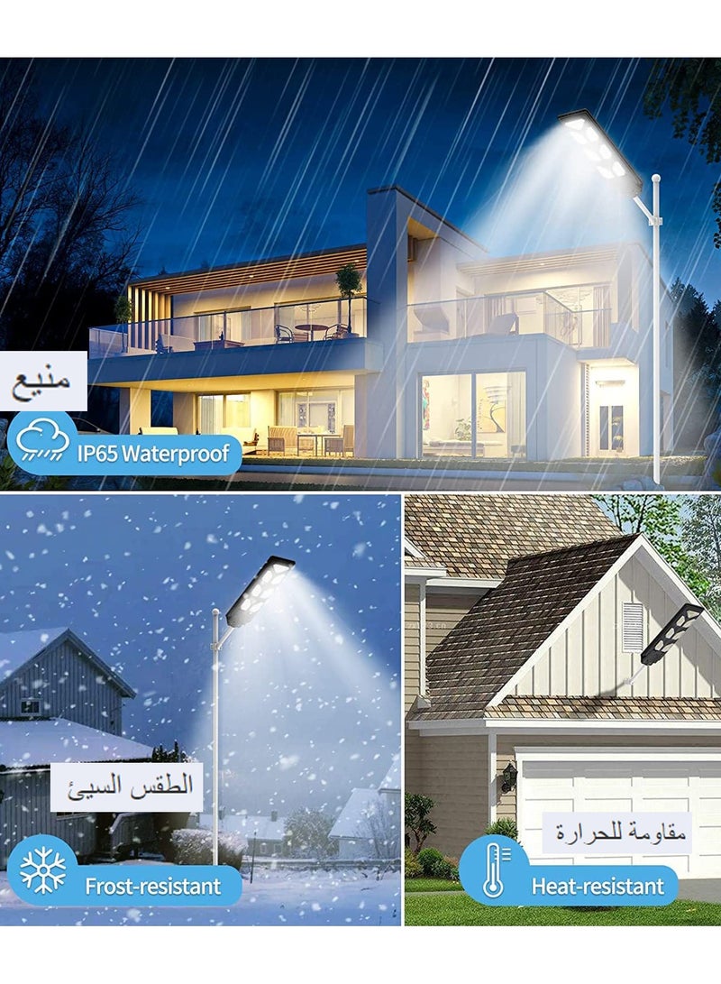 Outdoor LED Solar Street Light with Motion Sensor LED Solar Light, 6500K Street Lamp Powered Floodlight Patio Yard Garage Waterproof IP65 with Remote Control No Pole - Image 4