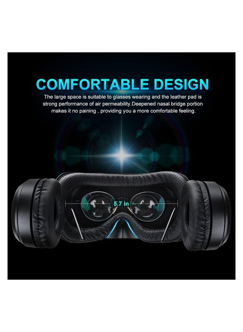 مجموعة VR مع جهاز تحكم عن بُعد، نظارات VR ثلاثية الأبعاد عالية الدقة لسماعة الواقع الافتراضي لألعاب VR والأفلام ثلاثية الأبعاد، نظارات VR للهواتف الذكية متوافقة مع 4.7-6 بوصة - Image 3