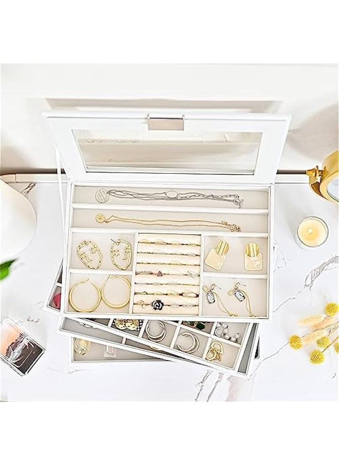 Generic 5 Layers Stackable Jewelry Tray Box, Stackers Jewelry Trays for Dresser Drawer Storage, Jewelry Organizer Case with Lid -White  - Image 3