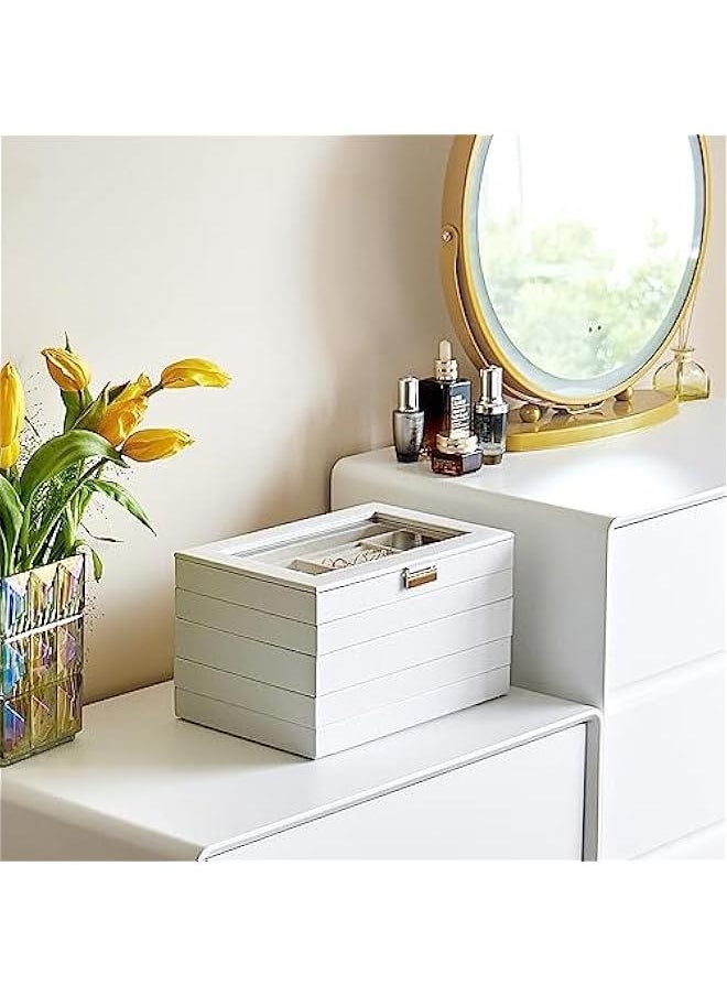 Generic 5 Layers Stackable Jewelry Tray Box, Stackers Jewelry Trays for Dresser Drawer Storage, Jewelry Organizer Case with Lid -White  - Image 4