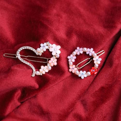 RedChimes 4 Pcs Korean Style Mix Flower Lock Pin Hair Accessories For Girls & Women - Image 4